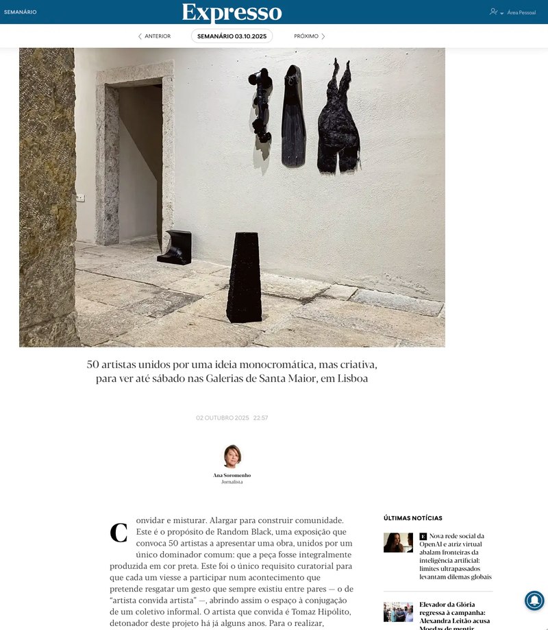 Expresso article about the Random Black exhibition, page one
